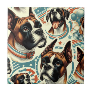 Azulejo Ilustracion de perro de Boxer sin costura
