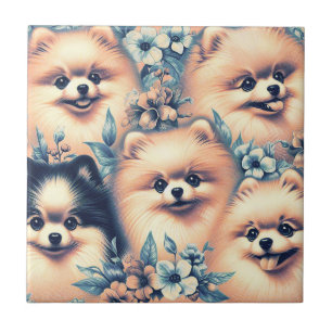 Azulejo Ilustracion de perro de Pomerania