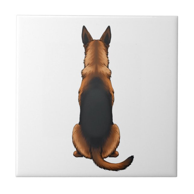 Azulejo Ilustración de perro vista trasera de pastor alemá (Frente)