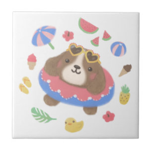 Azulejo Ilustracion de perros de verano español