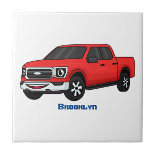 Azulejo Ilustracion de personalizado de camioneta roja