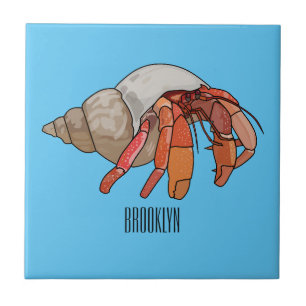 Azulejo Ilustracion de personalizado de cangrejo ermitaño