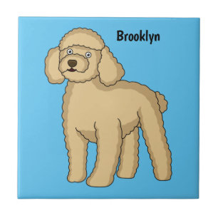 Azulejo Ilustracion de personalizado de caniche marrón fel