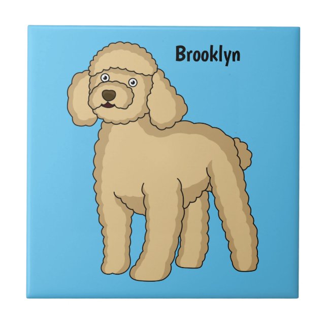 Azulejo Ilustracion de personalizado de caniche marrón fel (Frente)