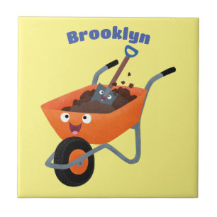 Azulejo Ilustracion de personalizado de carretilla naranja