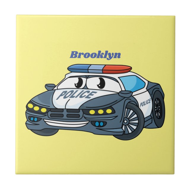 Azulejo Ilustracion de personalizado de coche de policía f (Frente)