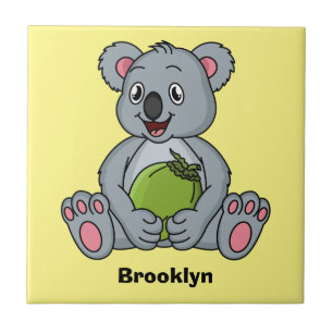 Azulejo Ilustracion de personalizado de coco y koala cuta