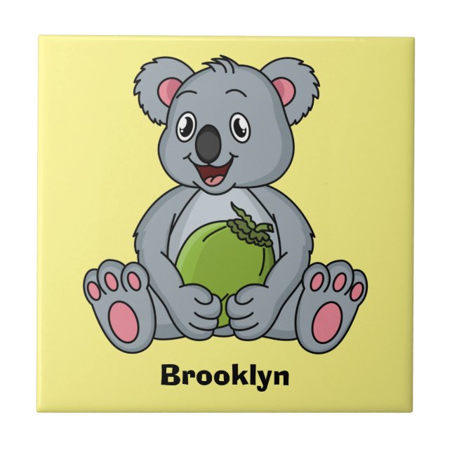 Azulejo Ilustracion de personalizado de coco y koala cuta (Frente)
