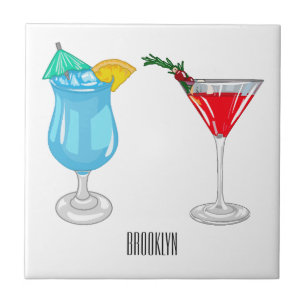 Azulejo Ilustracion de personalizado de cócteles