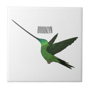Azulejo Ilustracion de personalizado de colibrí con moto d
