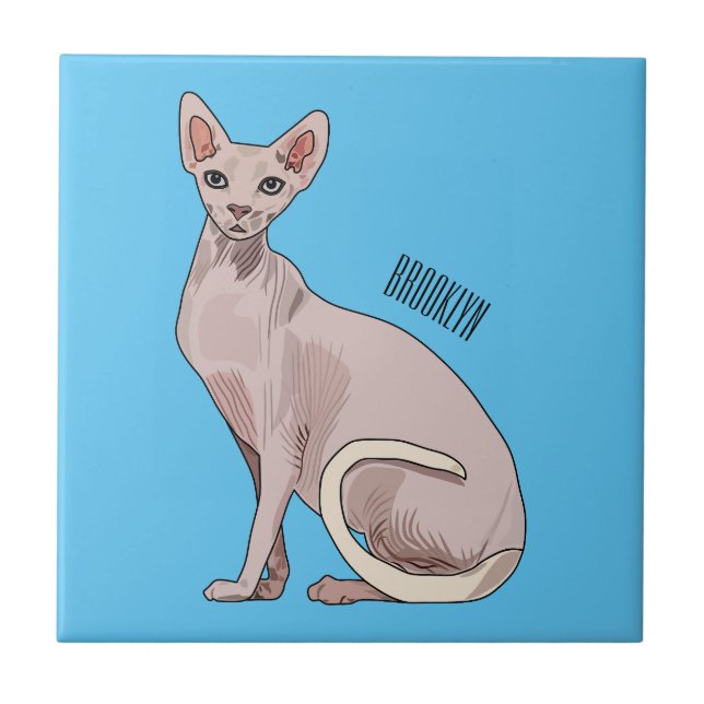 Azulejo Ilustracion de personalizado de gatos Sfinx (Frente)