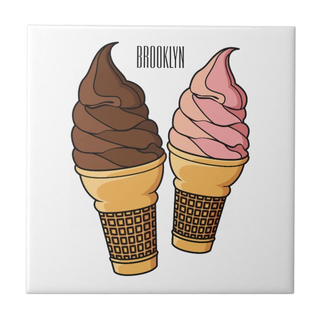 Azulejo Ilustracion de personalizado de helado de cono (Frente)