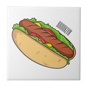 Azulejo Ilustracion de personalizado de hot dog