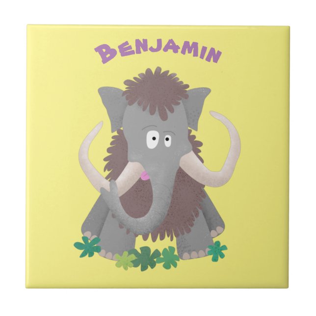 Azulejo Ilustracion de personalizado de mamut bobo gracios (Frente)