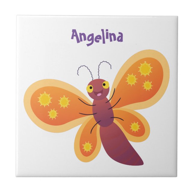Azulejo Ilustracion de personalizado de mariposa naranja f (Frente)