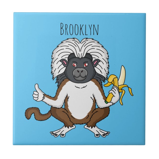 Azulejo Ilustracion de personalizado de mono Tamarin Top d (Frente)