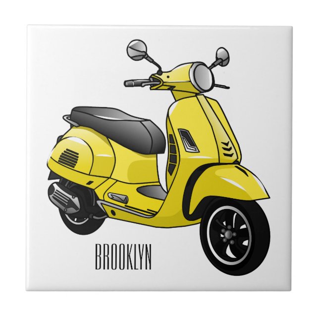 Azulejo Ilustracion de personalizado de motocicleta con ci (Frente)