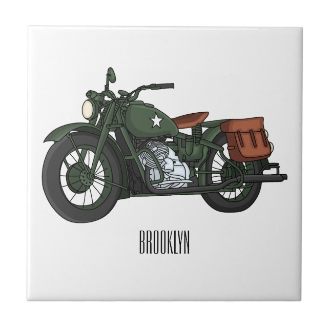 Azulejo Ilustracion de personalizado de motocicleta de cru (Frente)