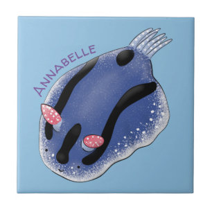 Azulejo Ilustracion de personalizado de nudibranquias azul