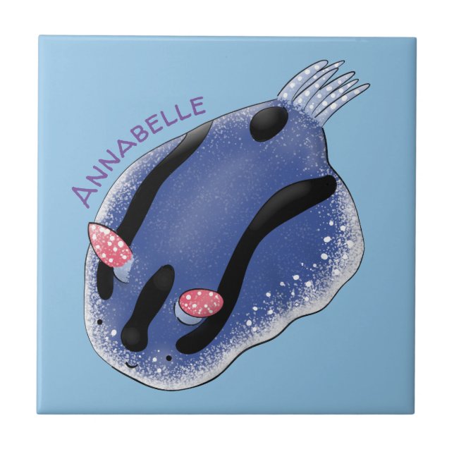 Azulejo Ilustracion de personalizado de nudibranquias azul (Frente)