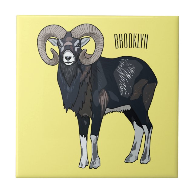 Azulejo Ilustracion de personalizado de ovino Mouflon (Frente)