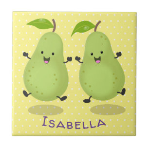 Azulejo Ilustracion de personalizado de par de pera cúpula