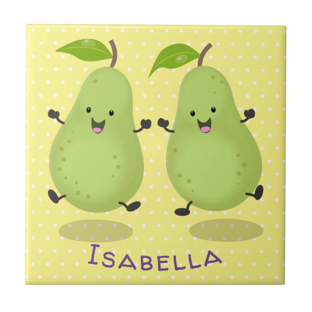 Azulejo Ilustracion de personalizado de par de pera cúpula (Frente)