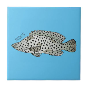 Azulejo Ilustracion de personalizado de peces de mero de j