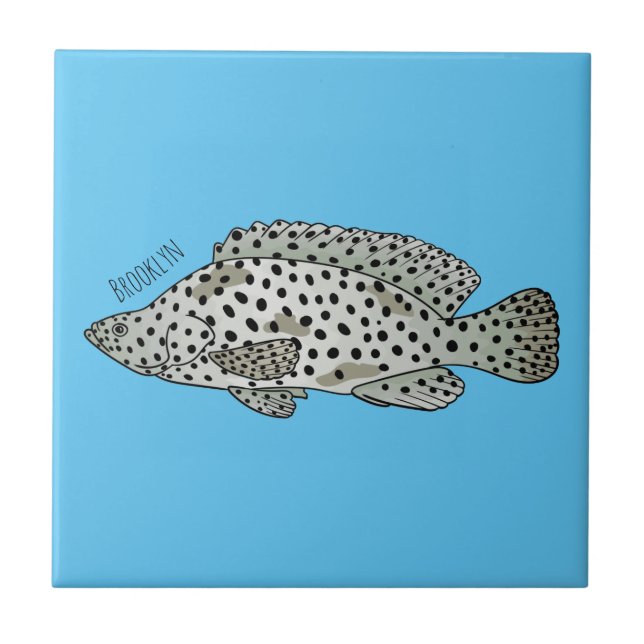 Azulejo Ilustracion de personalizado de peces de mero de j (Frente)