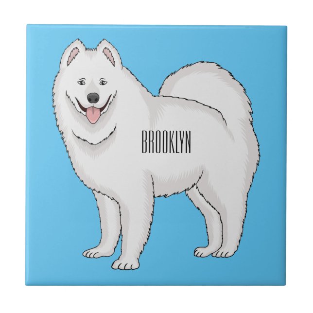 Azulejo Ilustracion de personalizado de perro de Samoyed (Frente)