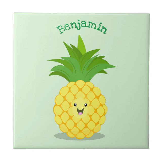 Azulejo Ilustracion de personalizado de piña cuta (Frente)
