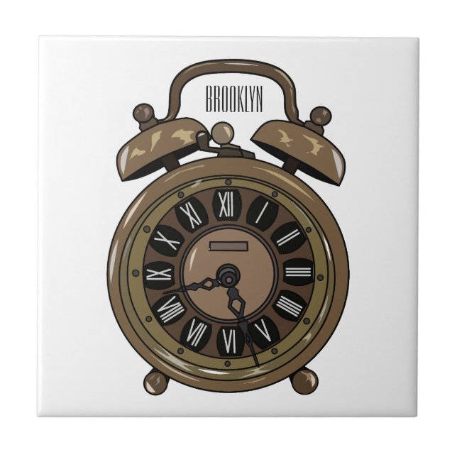 Azulejo Ilustracion de personalizado de reloj de alarma (Frente)
