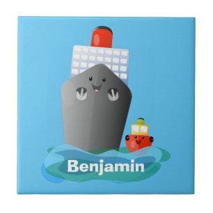 Azulejo Ilustracion de personalizado de remolcador de barc