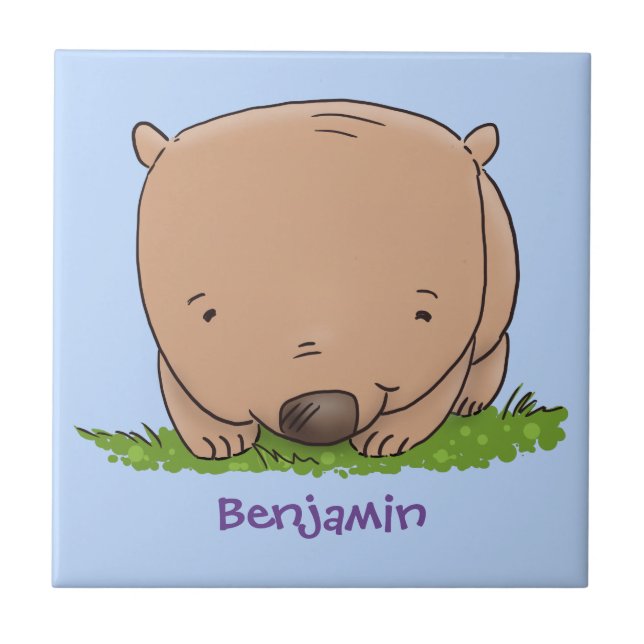 Azulejo Ilustracion de personalizado de wombat para bebé l (Frente)