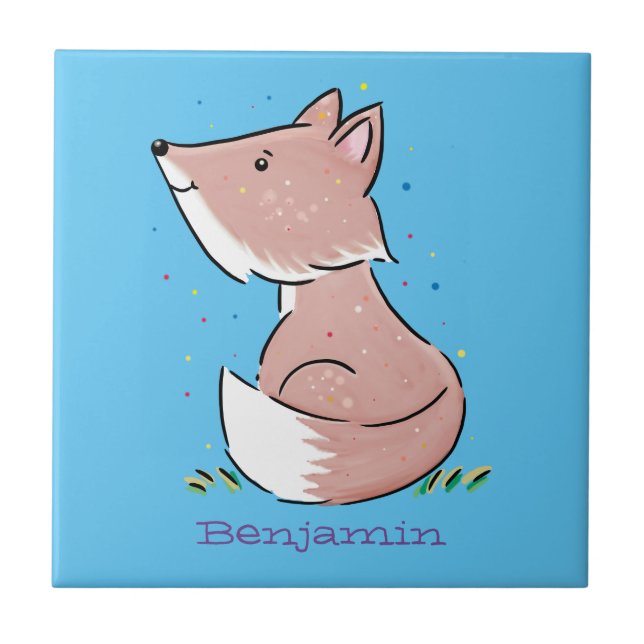 Azulejo Ilustracion de personalizado de zorro bebé (Frente)