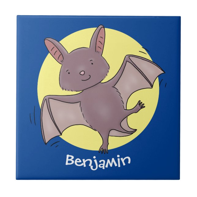 Azulejo Ilustracion de personalizado volador de bate de be (Frente)