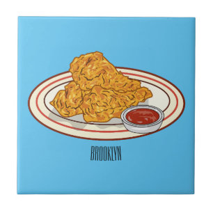 Azulejo Ilustracion de pollo frito personalizado