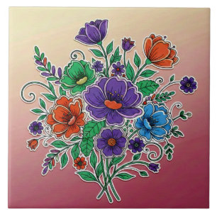 Azulejo Ilustración de ramo floral vibrante