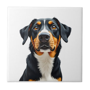 Azulejo Ilustración de retrato de perro colorido vintage r