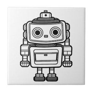 Azulejo Ilustracion de robot retro-personalizado