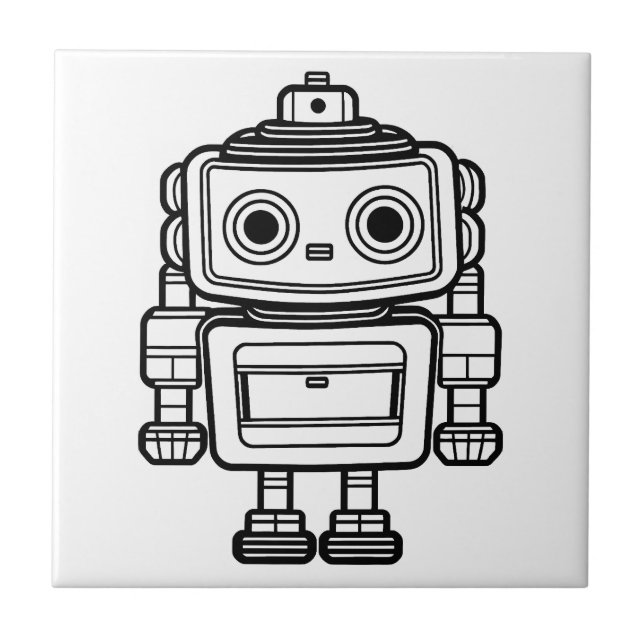 Azulejo Ilustracion de robot retro-personalizado (Frente)
