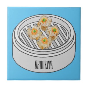Azulejo Ilustracion de Shumai dim sum personalizado