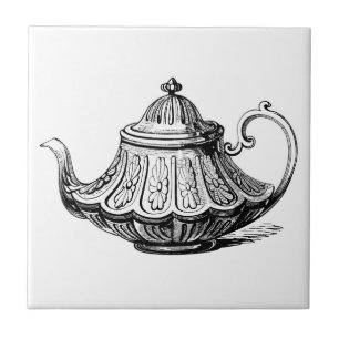 Azulejo Ilustración de Tetera Antigua