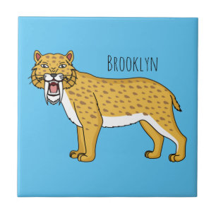 Azulejo Ilustracion de tigre con dientes de saber