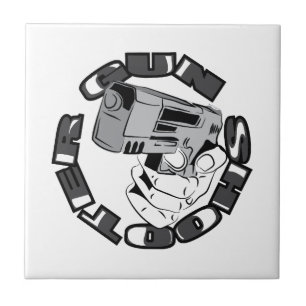 Azulejo Ilustración de tirador con pistola