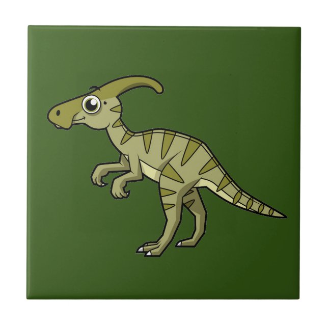 Azulejo Ilustracion De Un Dinosaurio Parasaurolophus. 3 (Frente)