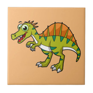 Azulejo Ilustracion De Un Espinosaurio Sonriente.