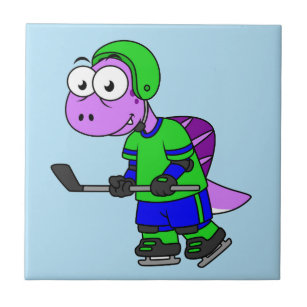 Azulejo Ilustracion De Un Jugador De Hockey Spinosaurus.