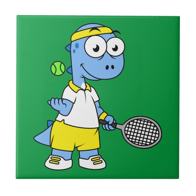 Azulejo Ilustracion De Un Jugador De Tenis Rex De Tyrannos (Frente)