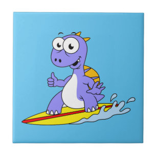 Azulejo Ilustracion De Un Spinosaurus De Surf.